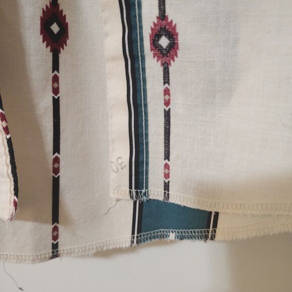 Vtg Wrangler Mens Long Sleeve Pearl Snap Western Shirt Cotton Ivory Navajo Sz XL - Picture 9 of 10